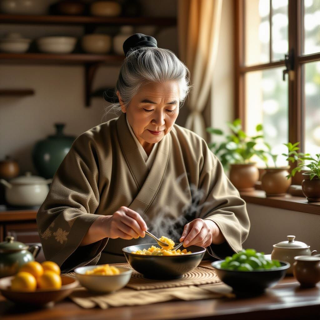 Elderly Chinese Cook Emphasizes Food Safety