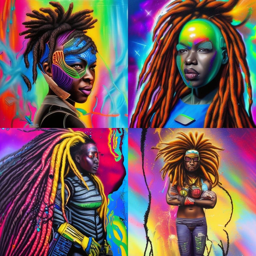 African American Science Fiction Superhero Dreadlocks Made Of Lasers