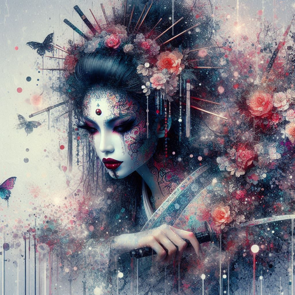 double exposure beautiful fantasy DALL-E 3 portrait landscape..