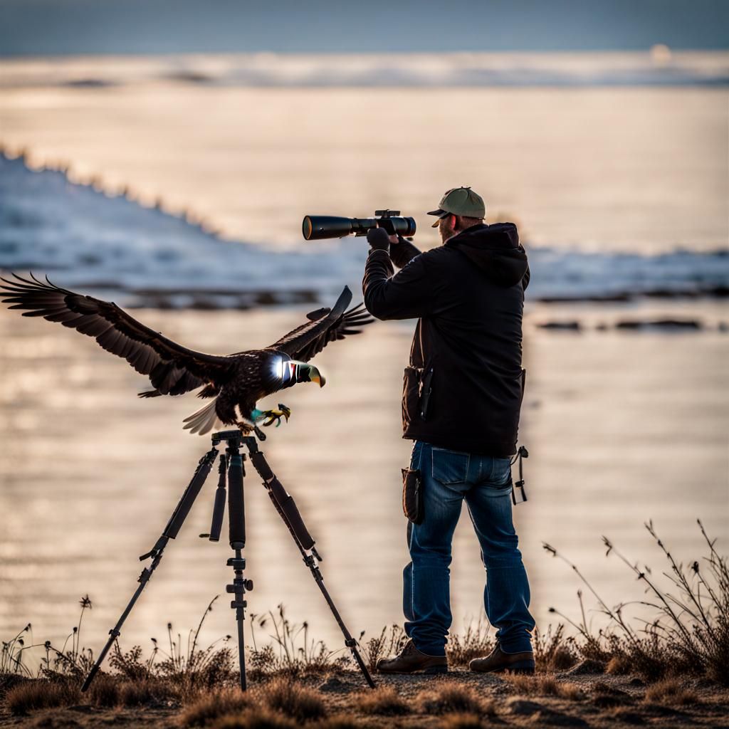 guy shooting a bald eagle