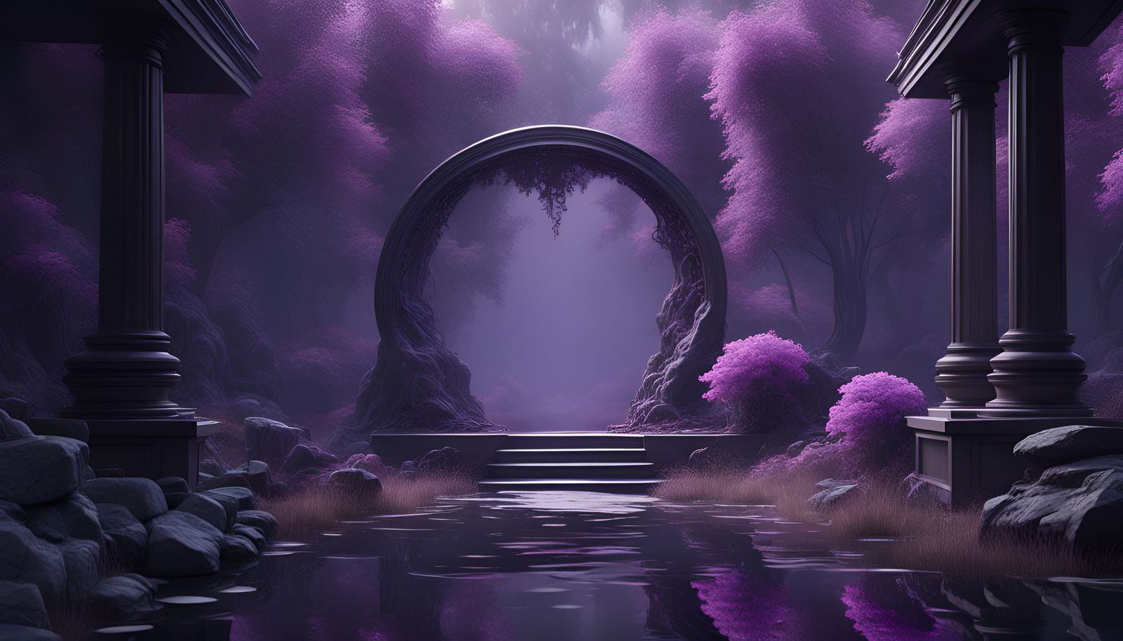 purple hues obsidian black glass portal between worlds trend...