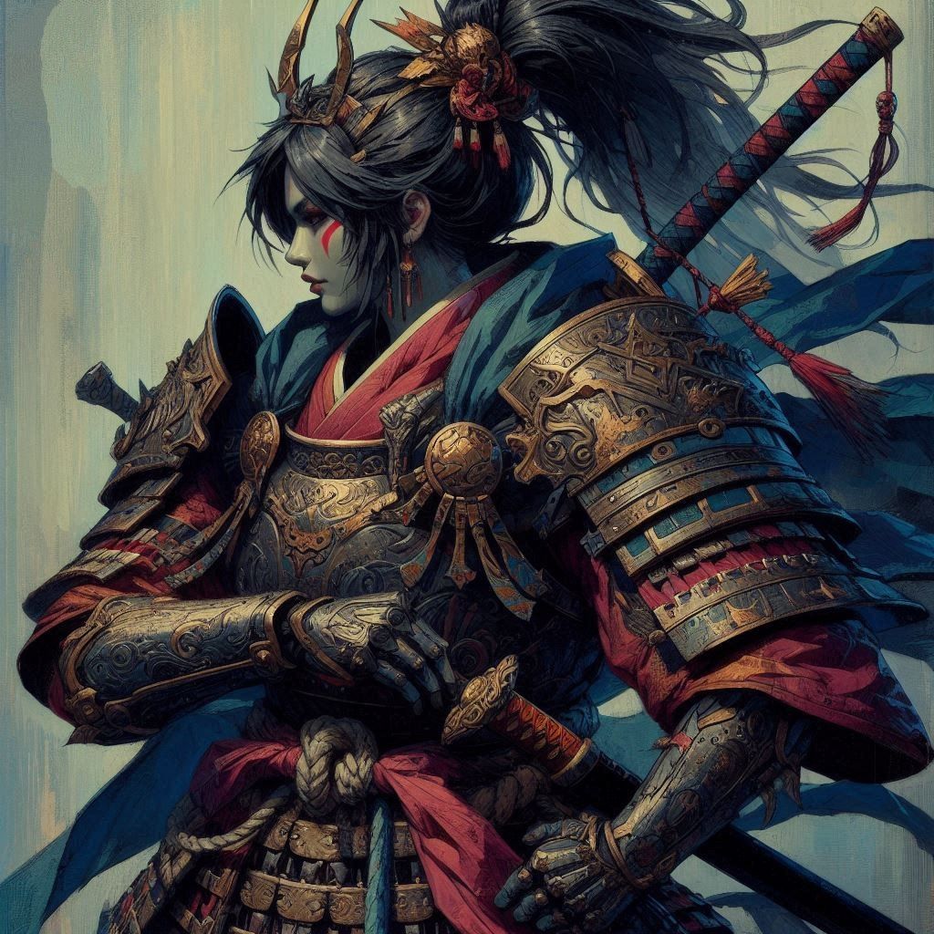 Onna-musha Warrior in a Fantasy Art Style (version 3)