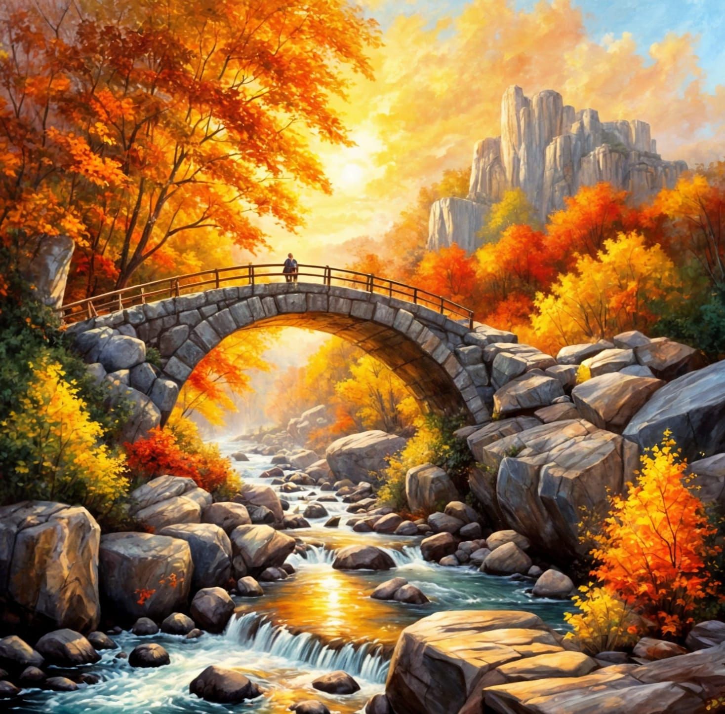 Romantic Bridge in Autumn