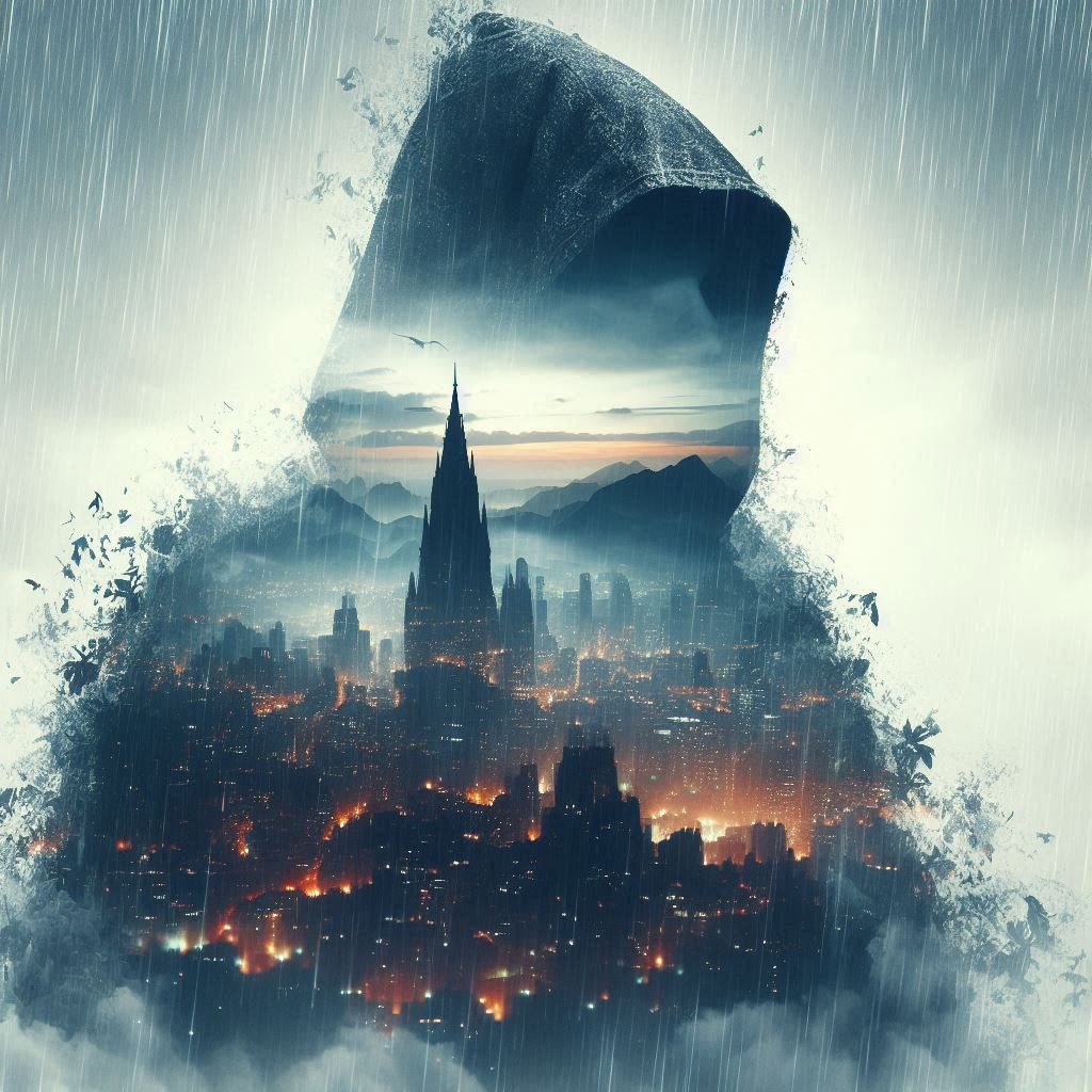 double exposure beautiful fantasy DALL-E 3 portrait landscap...