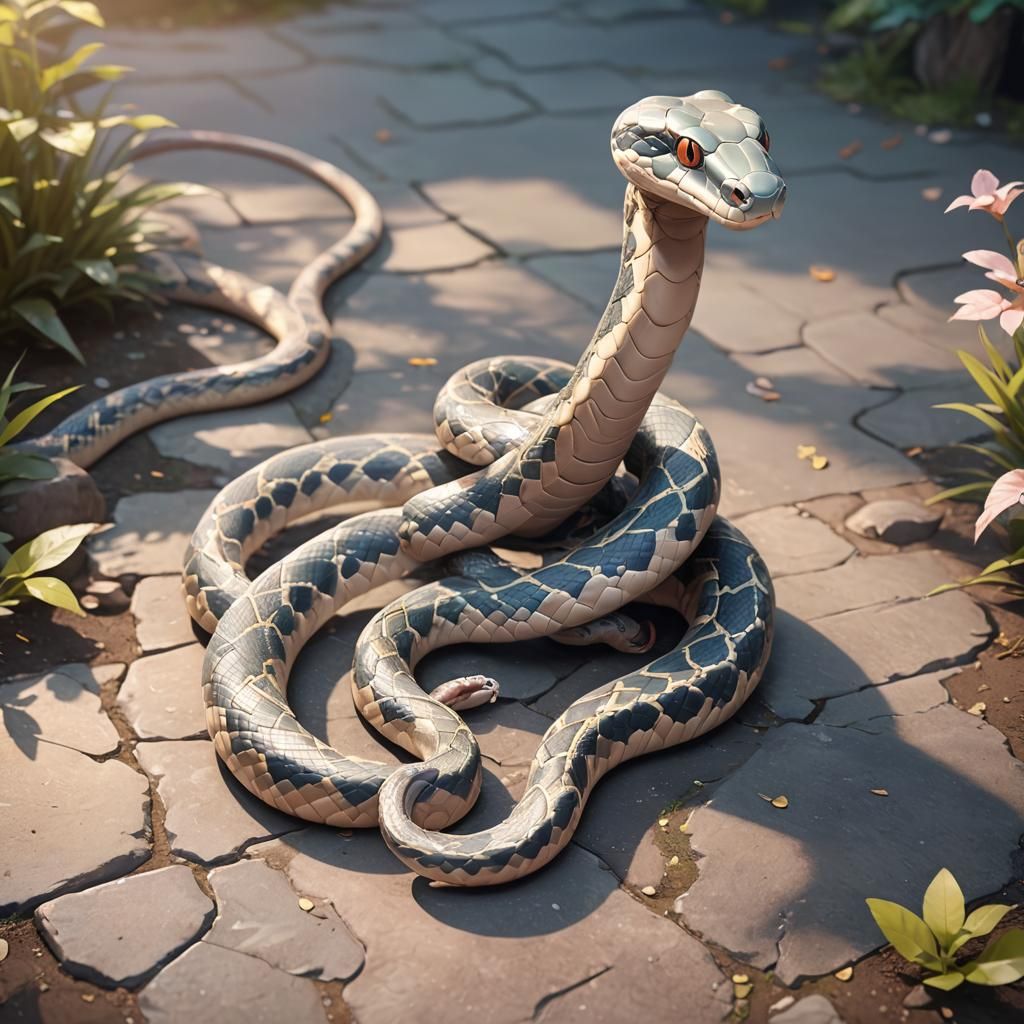 Cute Legged Snake in Anime Style