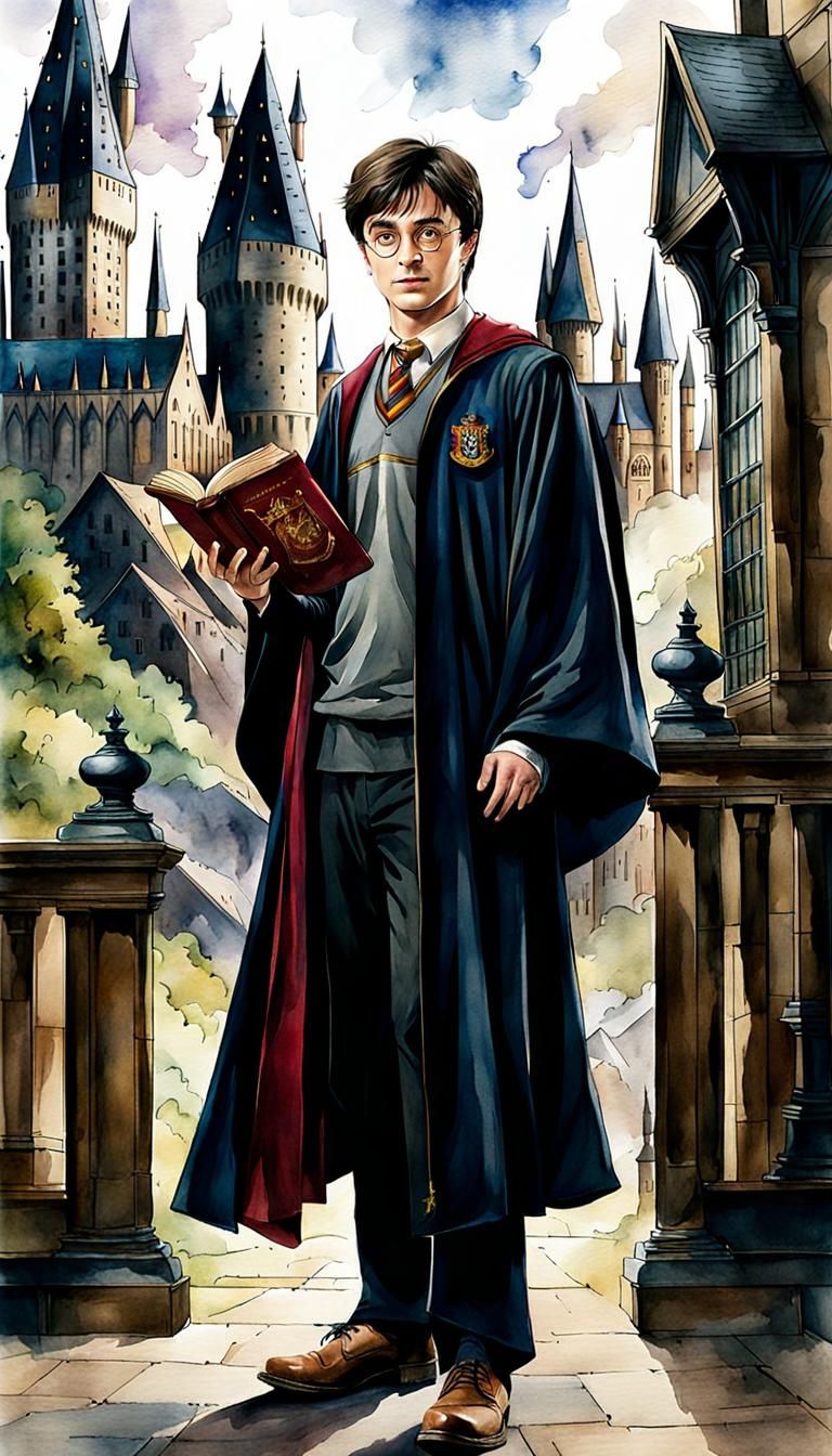 Harry Potter with Magical Book   by @Heralyn