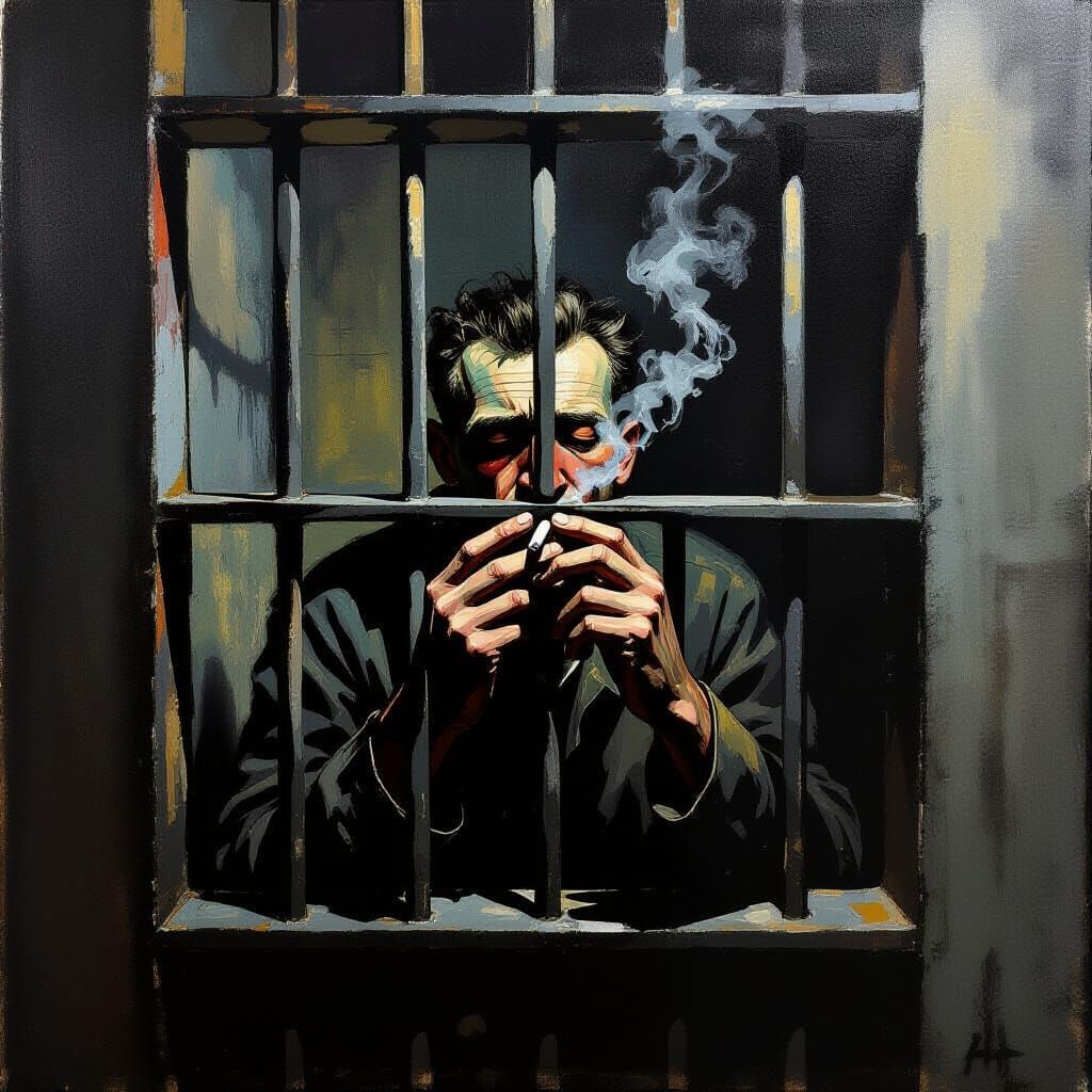 Prison Cell: A Gritty, Surrealist Portrait
