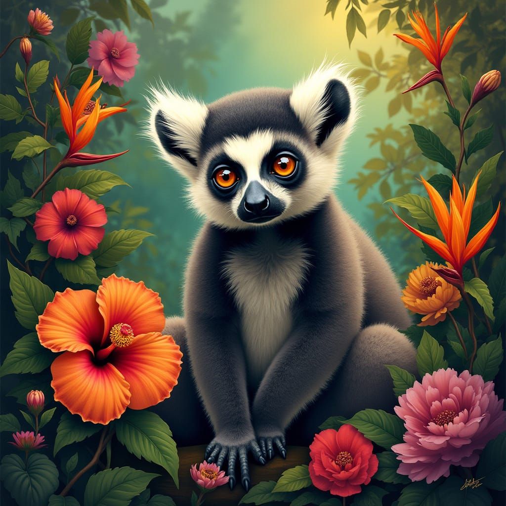 Portrait of the Lemur in the First Day of Spring  by @Doublecrash
