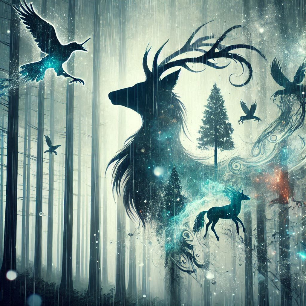 double exposure beautiful fantasy DALL-E 3 portrait landscape..