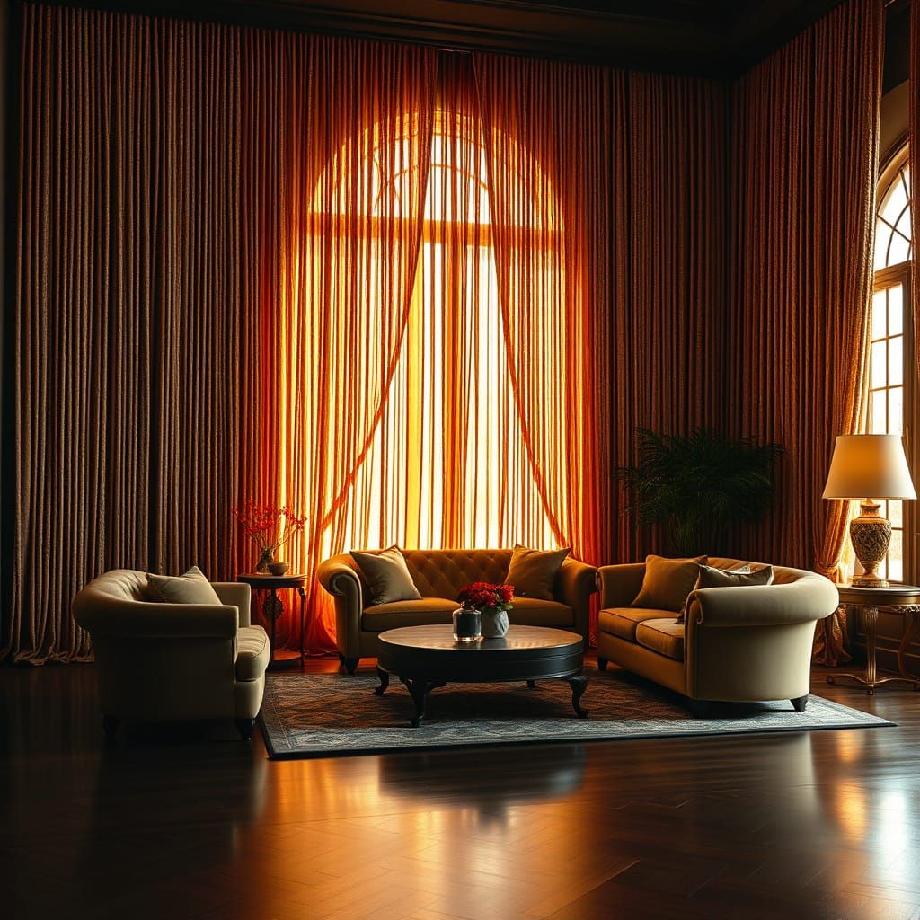 Surreal Living Room with Hair Curtains