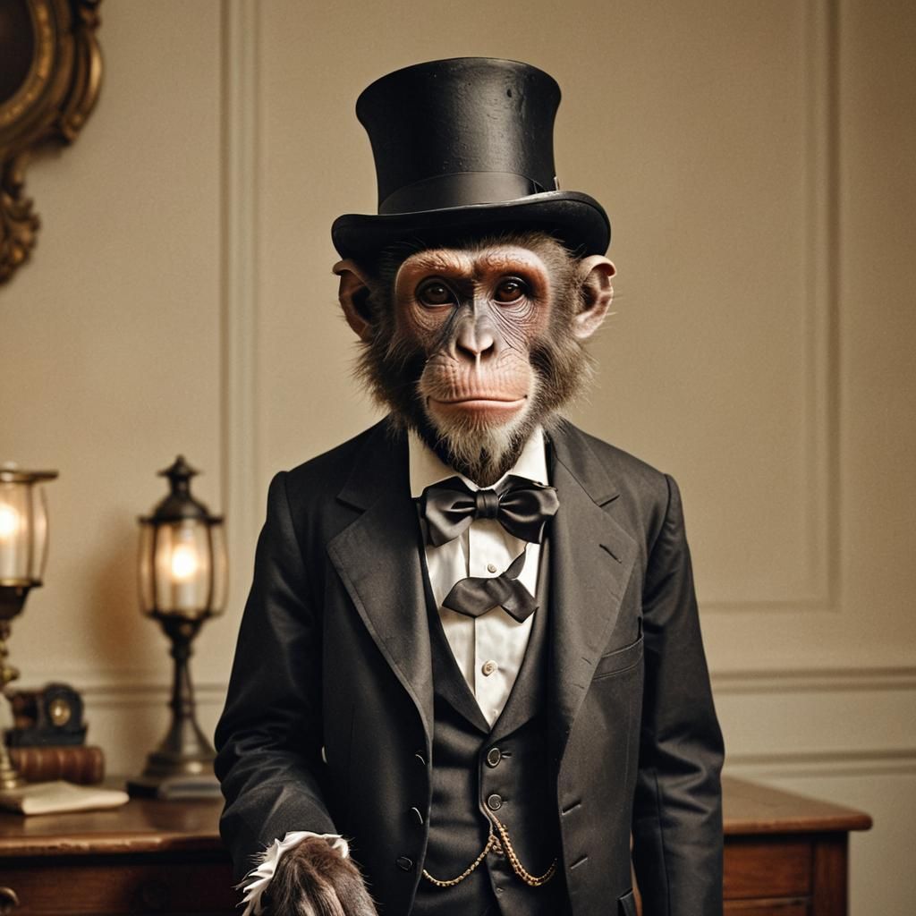 Monkey in Lincoln Suit: Classic American Portrait