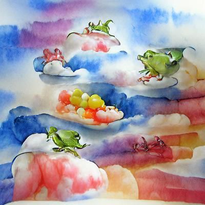 beautiful storybook illustration watercolor colourful frogs ...