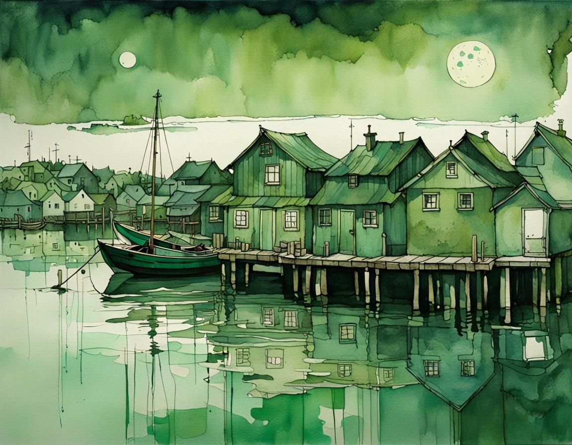 Village Pier Monochromatic Green  by @JustBubu