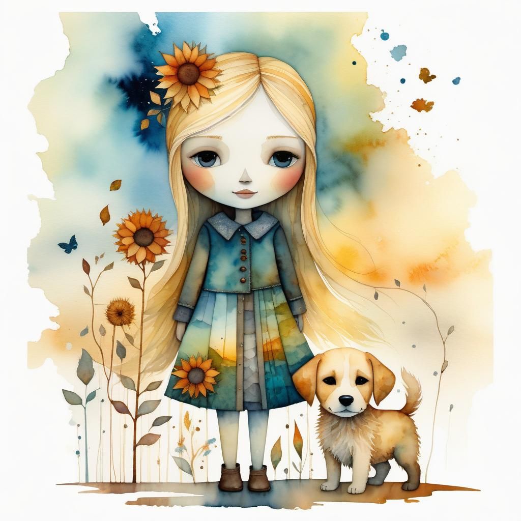 Girl and Puppy