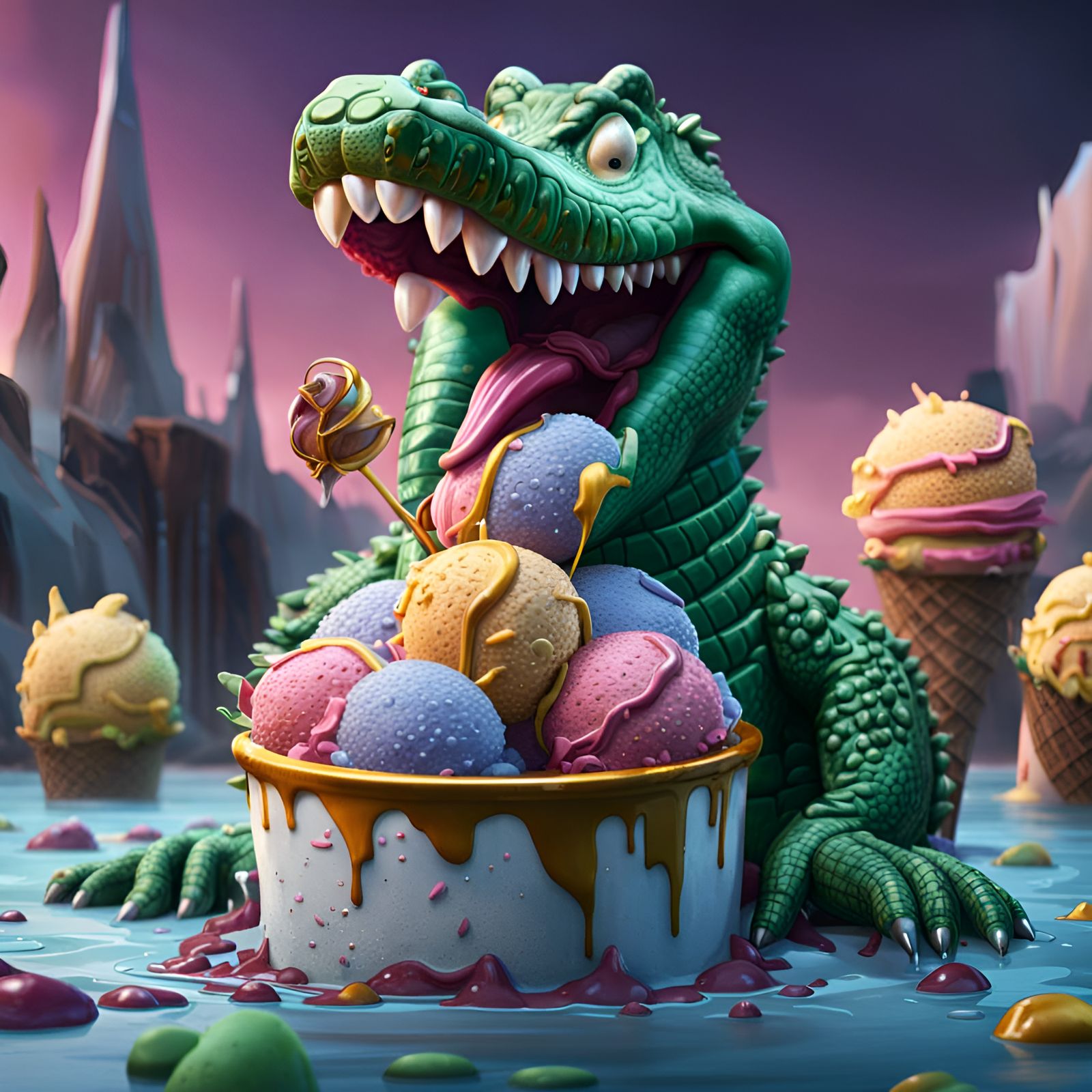 Crocodile Ice Cream #2 (PH) - AI Generated Artwork - NightCafe Creator