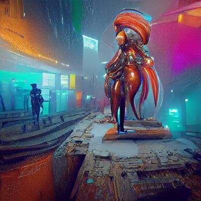 Giant Octopus Statue dressed as a hoplite
