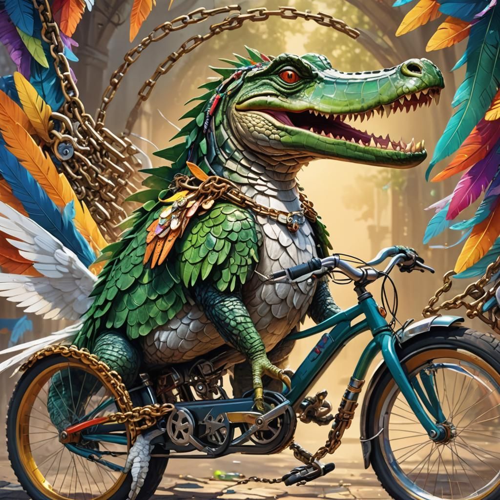 Crocodile on Bicycle with Dove Concept Art