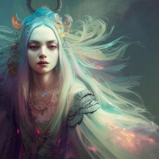 Majestic Witch Portrait in Hyperdetailed Fantasy Art