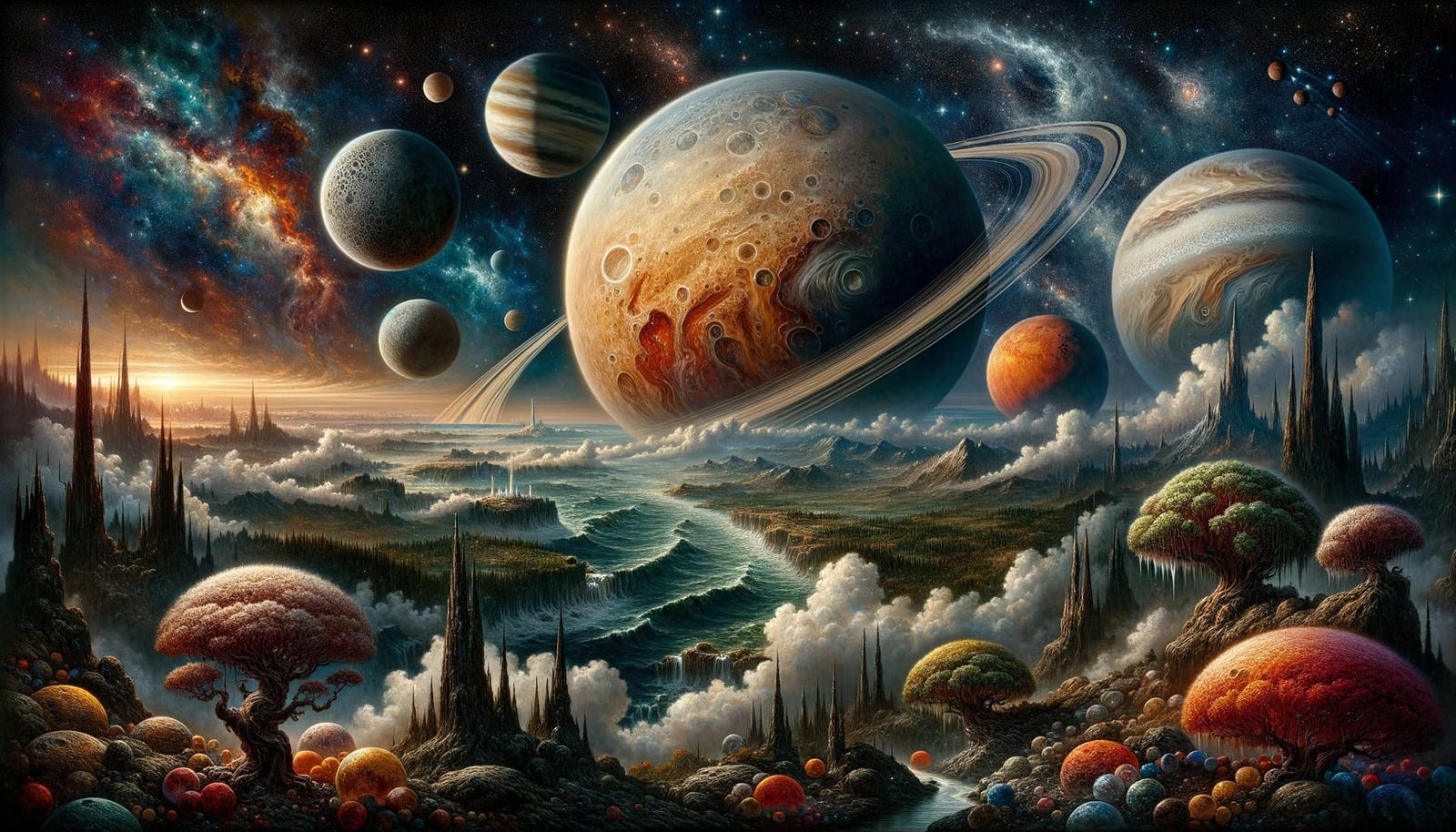 In a breathtakingly vivid photograph, the vibrant solar system unfolds with meticulous detail, showcasing ...  by @undefined