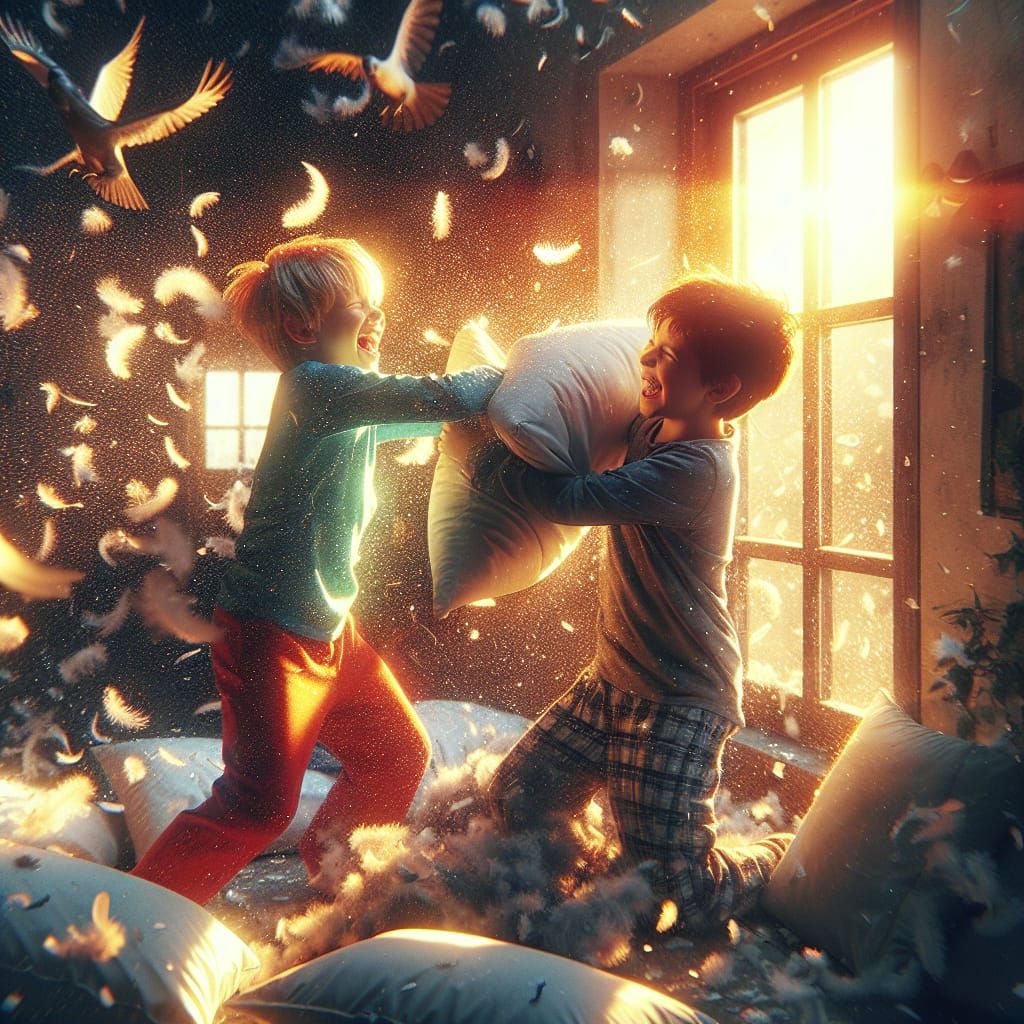 Pillow fight  by @Finni