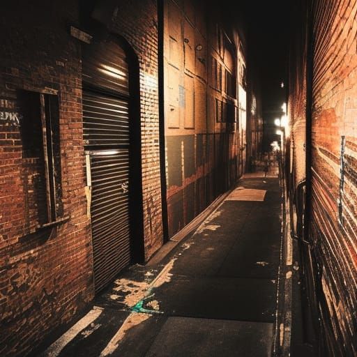 tilted-low-angle-shot-of- brick-graffiti-wall-in-blind-alley-New-York ...