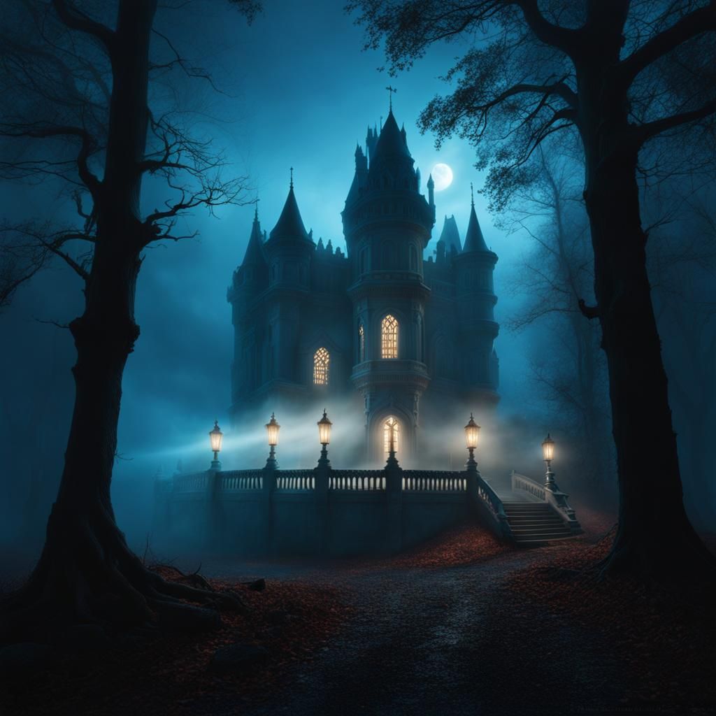 Eerie castle - AI Generated Artwork - NightCafe Creator