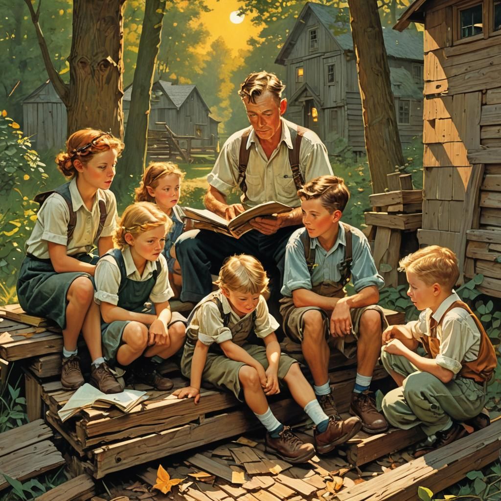 "Nostalgic Memories of Youth"
 Epic Masterpiece Meticulous fantasy novel illustration of Sunlit Moments ...  by @Lennis