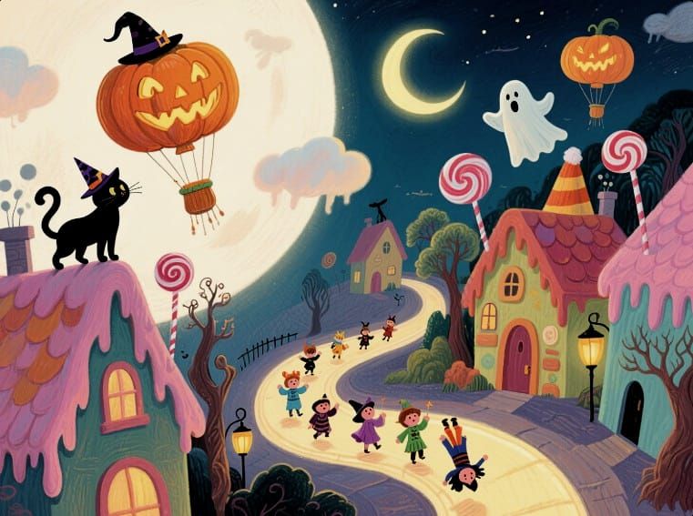 9/21/2025-Whimsical Surrealism Halloween Night Art By Archan...