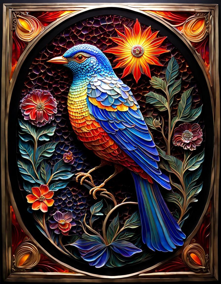 Colorful bird decoration  by @Crystalline