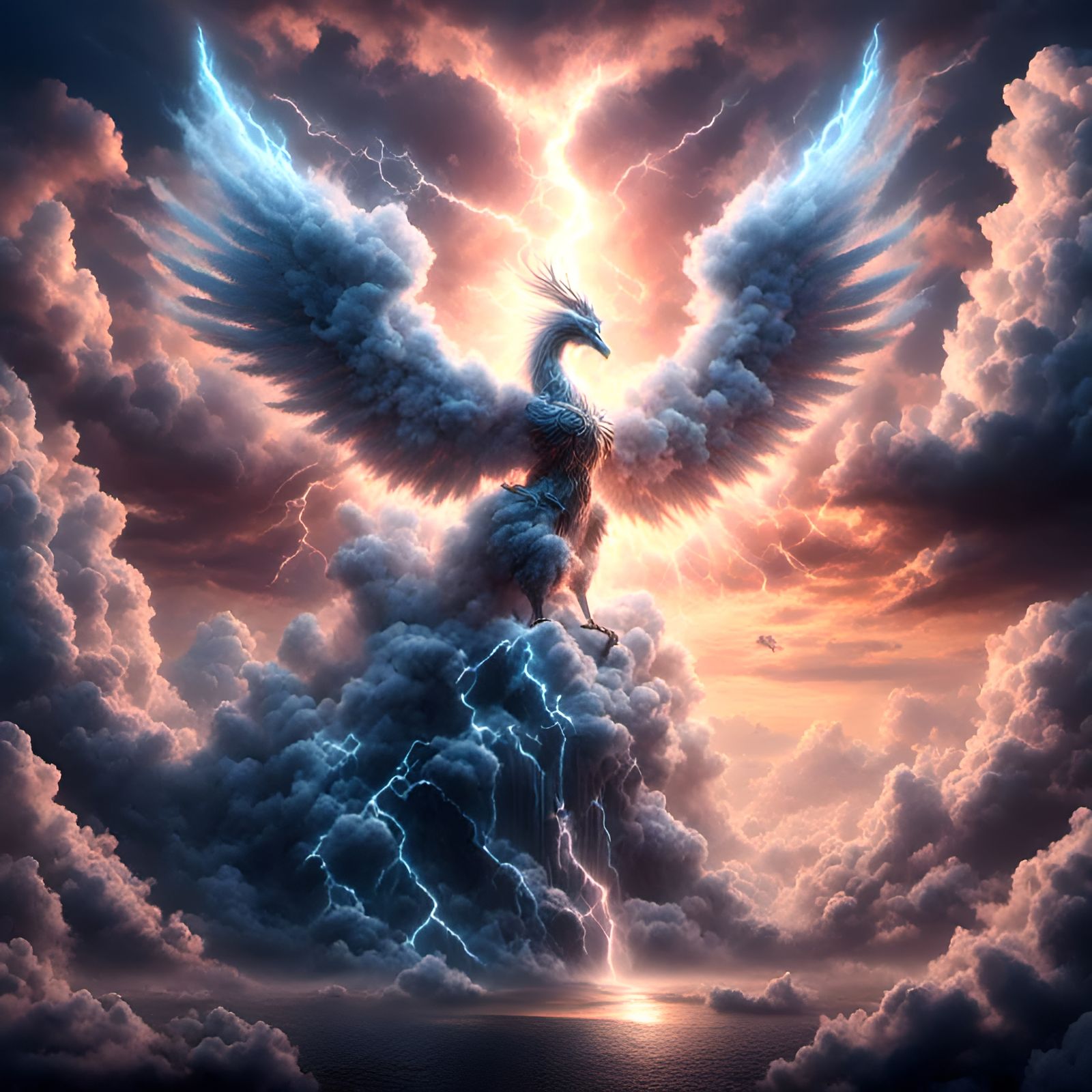 Angelic Thundercloud Sunset: Anime-Inspired 3D Rendering