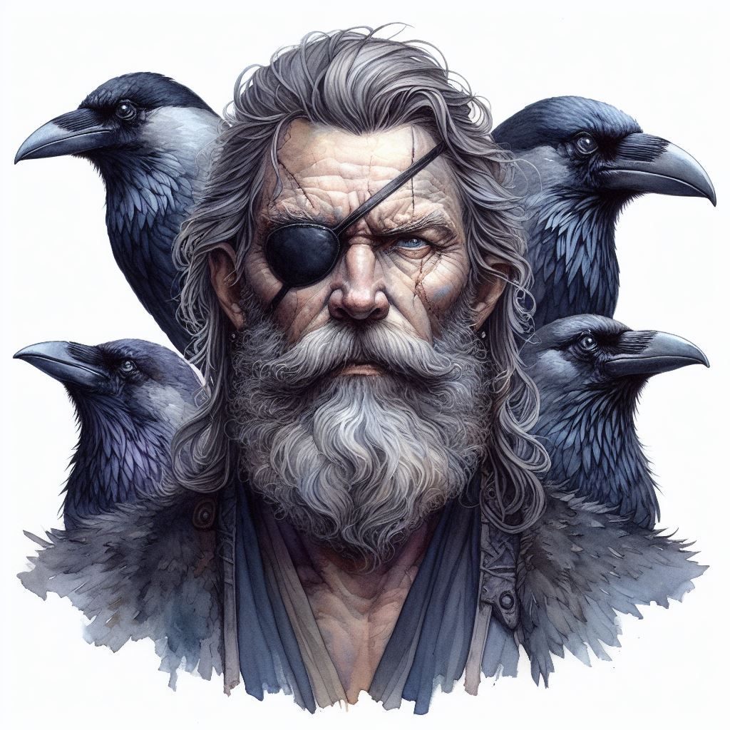 Odin with Huginn and Muninn