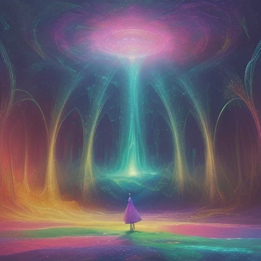 Astral Beauty: Surreal Dreamscape with Shimmering Glow