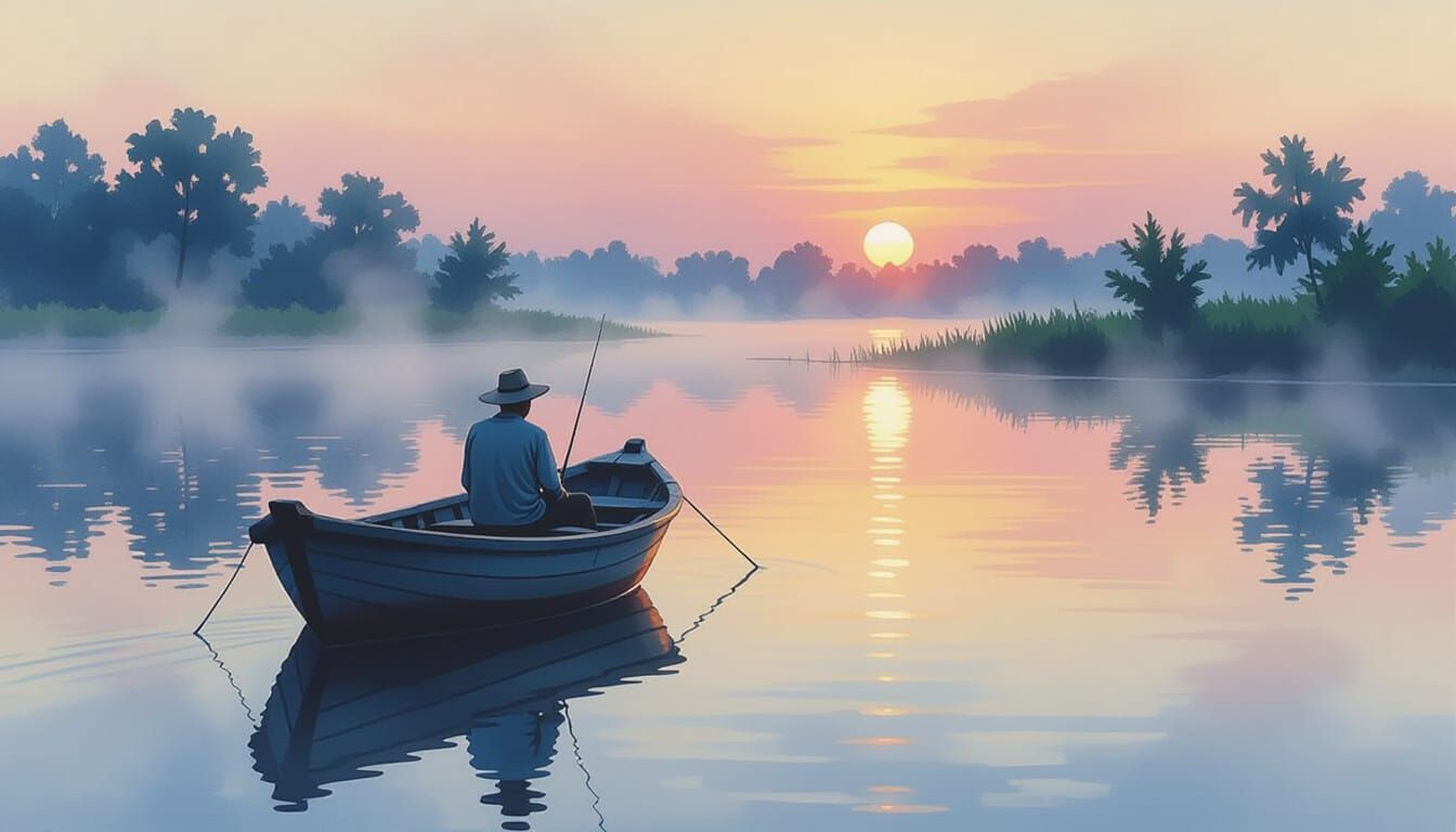 Dawn Fisherman's Solitude  by @Jewel Researcher