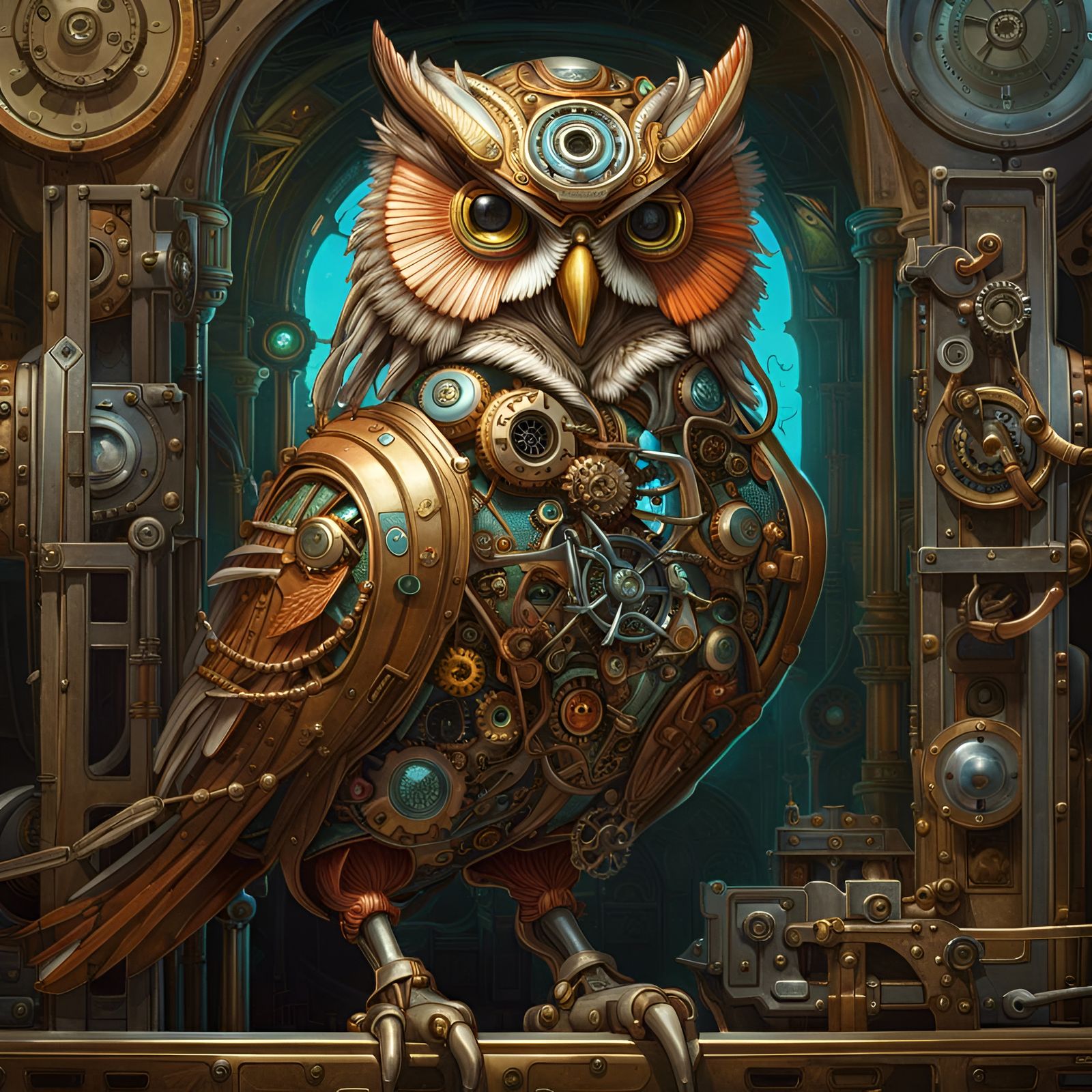 Mechanical Owl  by @Kalendistrien