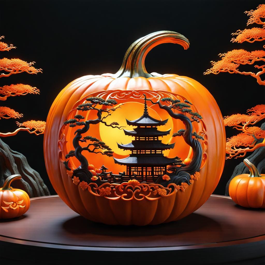 Pumpkin Carvings: Japanese Asthetics - AI Generated Artwork - NightCafe ...