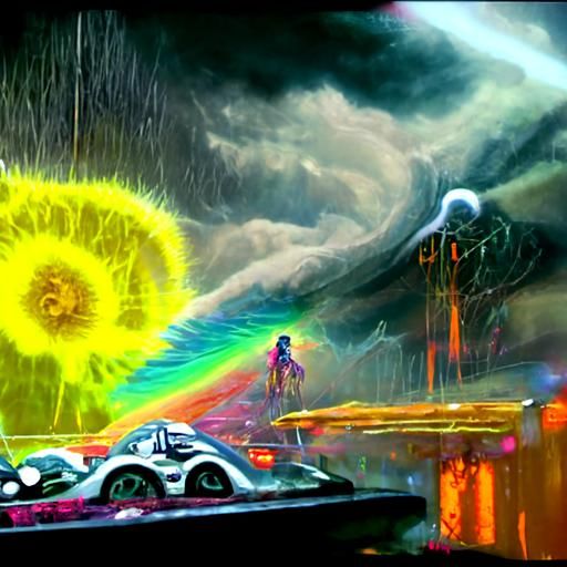 Rain, shadow and storm in multivers. 8k resolution holograph...