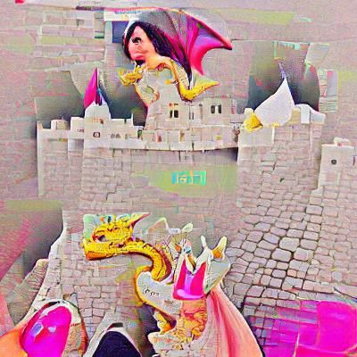 Princess on Castle with Dragon