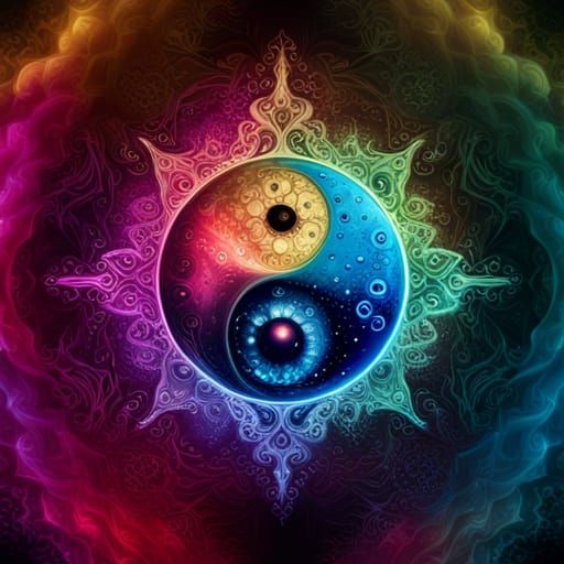 Sparkling cosmic Yin Yang sign - AI Generated Artwork - NightCafe Creator