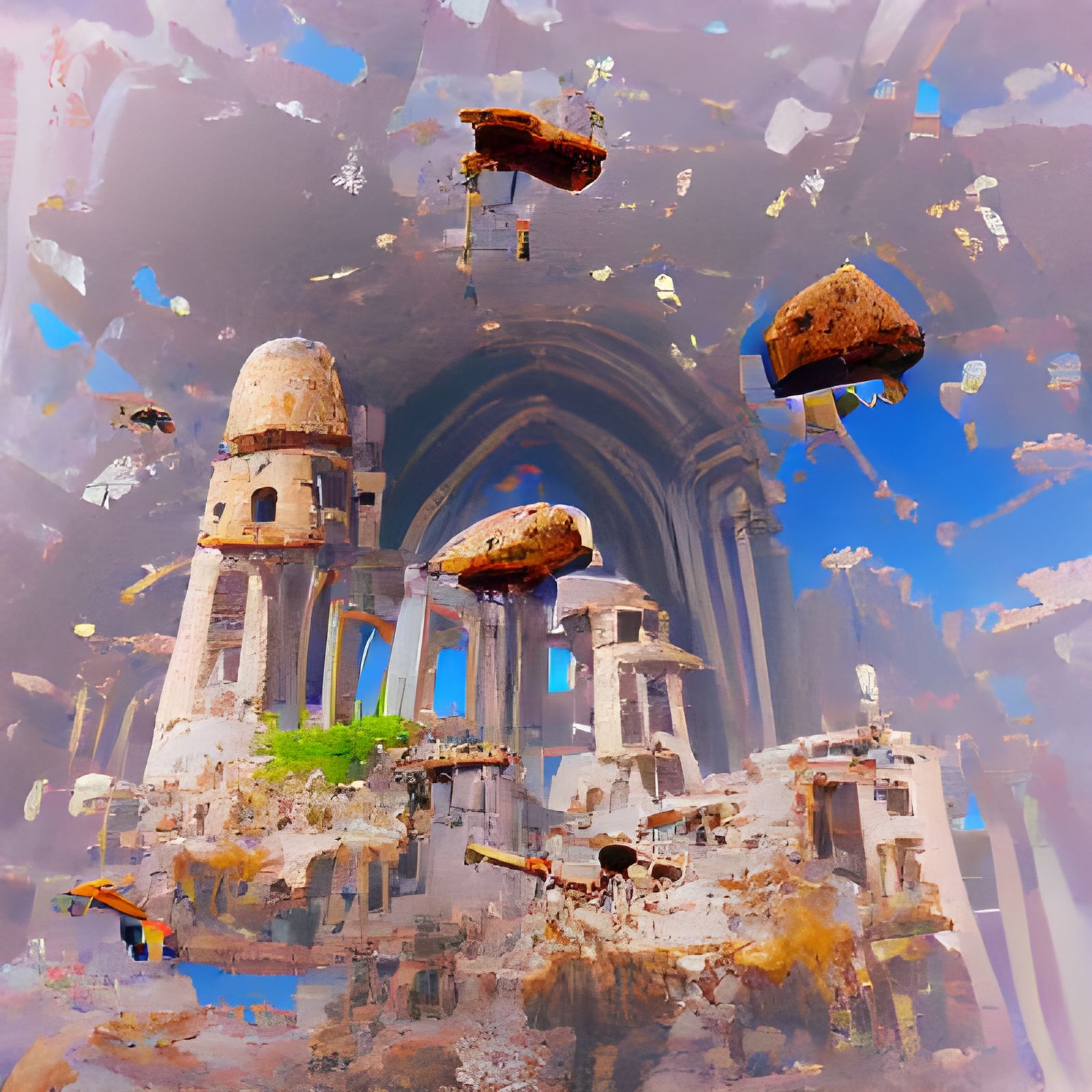 Floating ruined cathedral