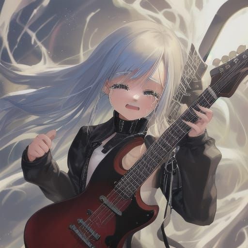 Playing heavy rock while weeping