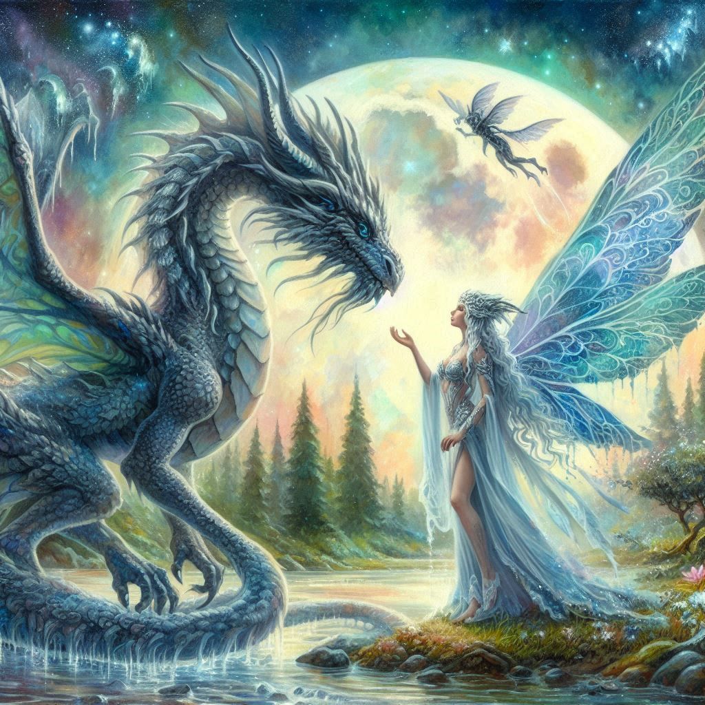 Diosa de las Hadas y Dragón Gigante