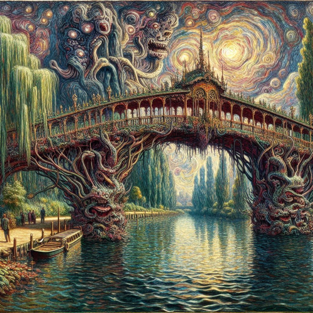 Japanese bridge, Monet/Giger style