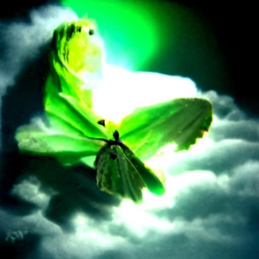 Green moth in the moonlight