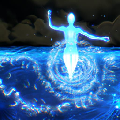 14k concept art skeletal chakra blue energy forming through ...