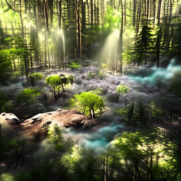 Beautiful deep spring forest [8K 3D matte painting]