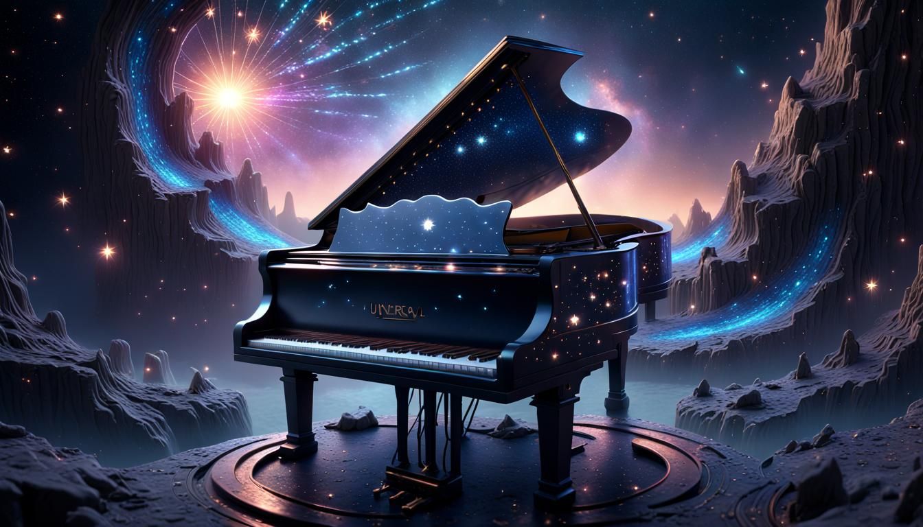 astral piano made of stars, detailed matte painting, deep color ...