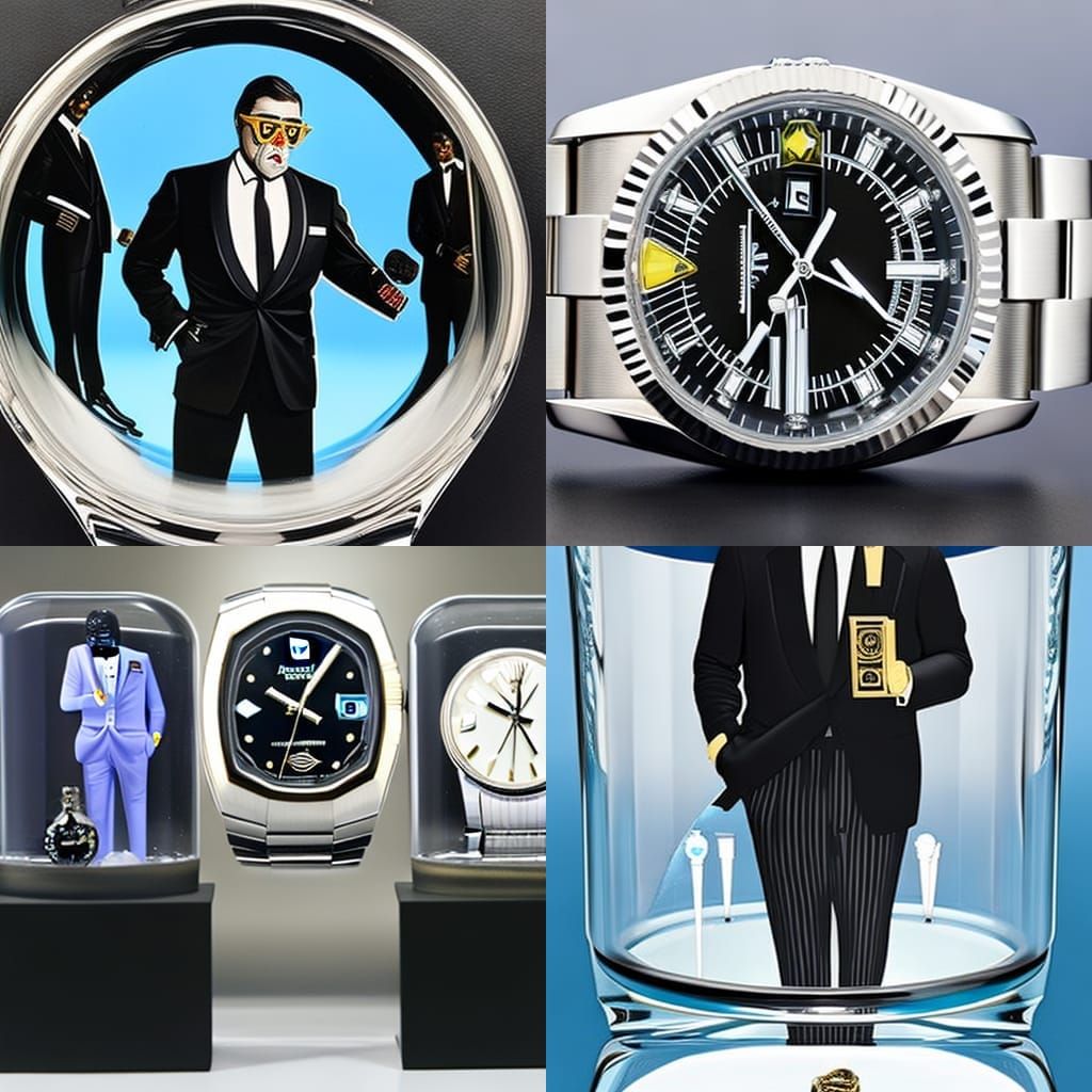 Men in tuxedo and Rolex watch in ice capsule Fear Confusion ...