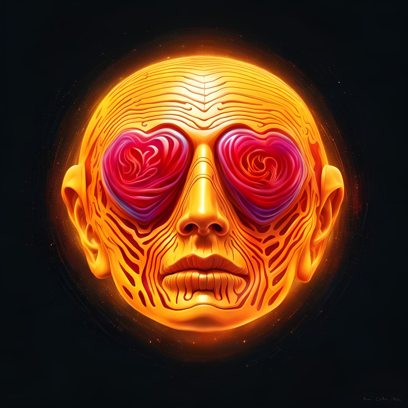 Face with Heart Eyes: Hyperrealistic Sci-Fi Art