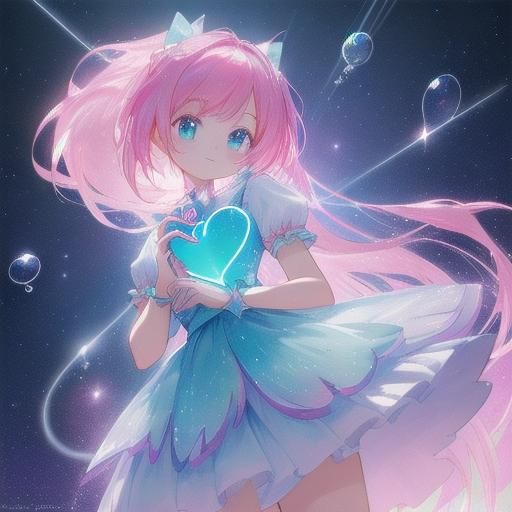 Magical Kawaii Idol on Stage in Matte Painting Style