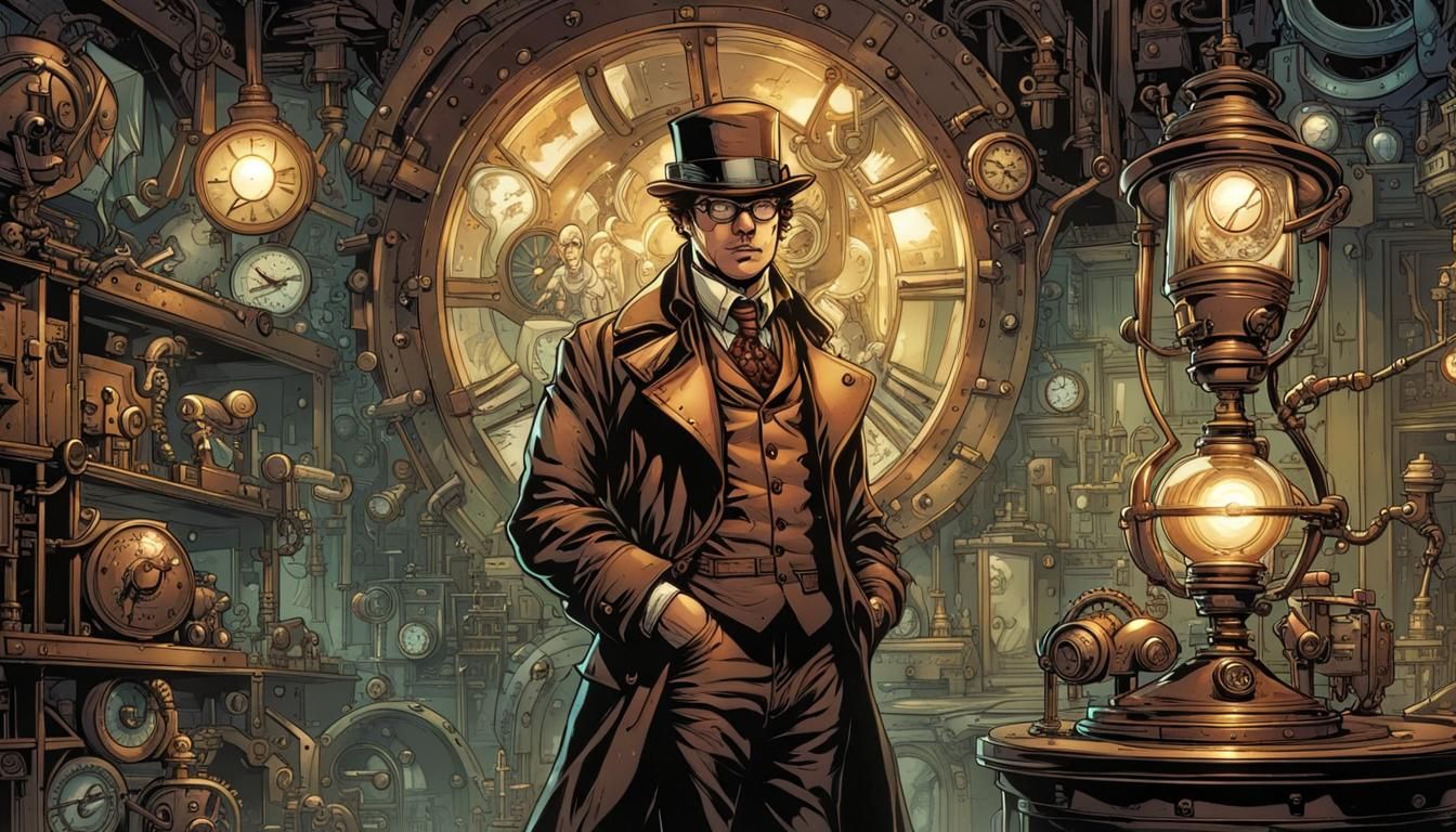 Steampunk detective at work
